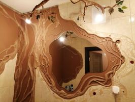 Κατά την εξέταση των θαμπό τοίχους στο μπάνιο ήθελα να γίνει πιο ζωντανή: ανακαίνιση μπάνιο στο Eco-style
